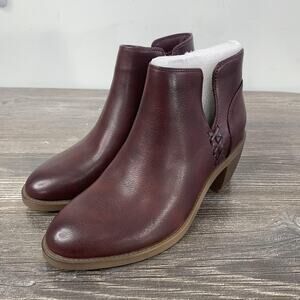 Frye And Co Persea Ankle Booties Womens Size 6 Maroon Block Heel Boots Shoes